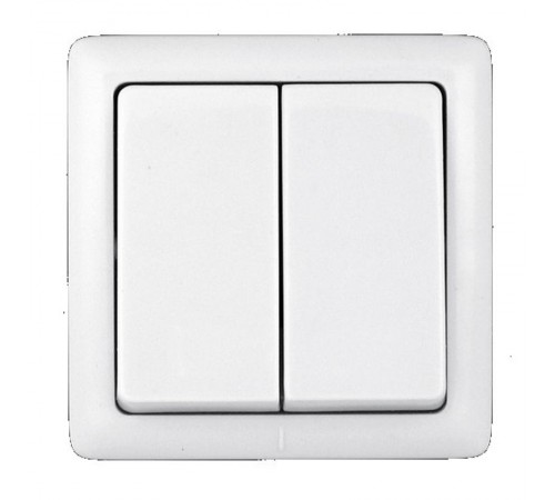 Хит Белый О/У без изолирующей пластины  Выключатель 2-клавишный 6А, 250В  VA56-232-B  SE