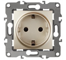 Розетка 12-2001-04 с заземлением, 16АХ-250В, без м.лапок,  шампань  Б0014684  ЭРА