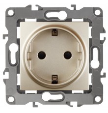 Розетка 12-2001-04 с заземлением, 16АХ-250В, без м.лапок,  шампань  Б0014684  ЭРА
