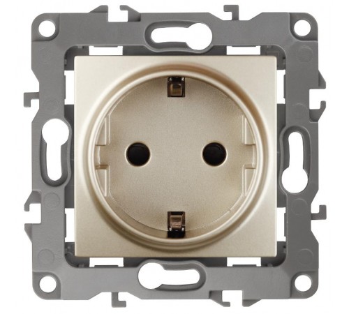 Розетка 12-2001-04 с заземлением, 16АХ-250В, без м.лапок,  шампань  Б0014684  ЭРА