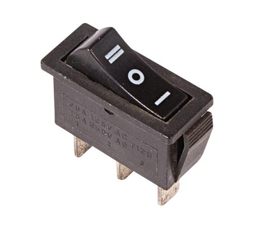 Выключатель клавишный 250V 10А (3с) ON-OFF-ON черный с нейтралью  36-2220  REXANT