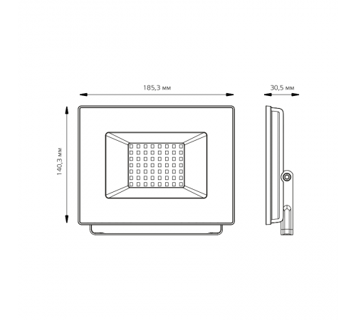 Прожектор светодиодный  Elementary 50W 4475lm 4000К 200-240V IP65 черный LED 1/10  613100250  Gauss