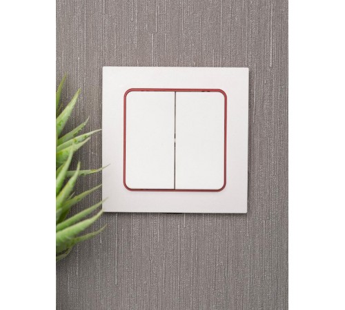 Стокгольм Рамка 1-местная белая с линией цвета красный PROxima  EXM-G-304-20  EKF