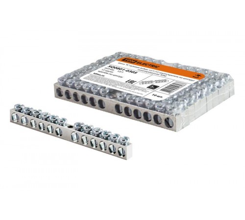 Шина "N" нулевая 6х9мм 12/1 (12 групп/крепеж по центру) никелированная  SQ0801-0305  TDM