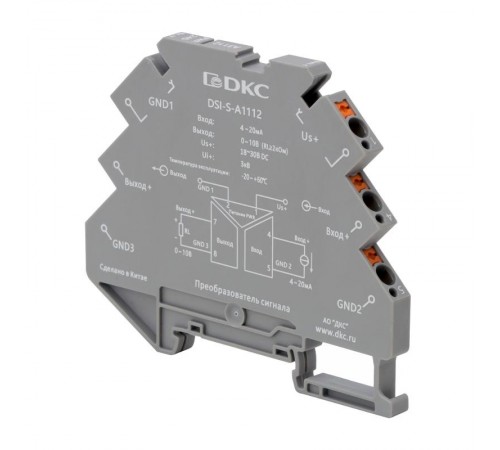 Преобразователь сигнала DSI, 6,2 мм 1 вход 4...20 мА, 1 выход 0...10 В  DSI-S-A1112  DKC