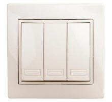 Выключатель тройной, 10А-250В, IP20, СУ, Plano, сл.кость  Б0027606  Intro