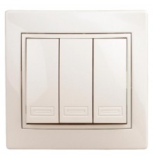 Выключатель тройной, 10А-250В, IP20, СУ, Plano, сл.кость  Б0027606  Intro