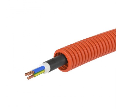 Труба гибкая гофрированная ПНД 16мм с кабелем 3*1,5ВВГнгLS РЭК "ГОСТ+" (25м) оранжевый  7L91625  DKC