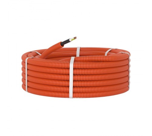 Труба гибкая гофрированная ПНД 16мм с кабелем 3*1,5ВВГнгLS РЭК "ГОСТ+" (25м) оранжевый  7L91625  DKC