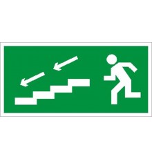 ST-46 односторонний рассеиватель URAN STANDARD с пиктограммой ПЭУ 005 По лестнице вниз налево (202х96)  4502004560  Световые Технологии