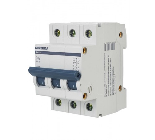 Выключатель автоматический трехполюсный ВА47-29 32А C 4,5кА  MVA25-3-032-C  GENERICA