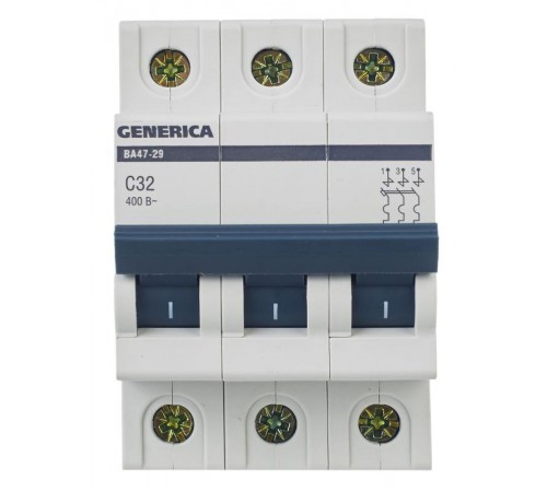 Выключатель автоматический трехполюсный ВА47-29 32А C 4,5кА  MVA25-3-032-C  GENERICA