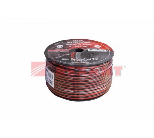 Кабель акустический 2х2,50 мм красно-черный (бухта 100 м)  01-6108-3  REXANT
