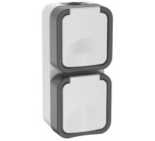 TORS Розетка 2-ая с з/к кр. верт. 16А IP55 TS232 белый  TS-R26-16-55-V-K41  IEK