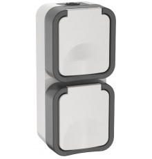 TORS Розетка 2-ая с з/к кр. верт. 16А IP55 TS232 белый  TS-R26-16-55-V-K41  IEK