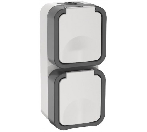 TORS Розетка 2-ая с з/к кр. верт. 16А IP55 TS232 белый  TS-R26-16-55-V-K41  IEK