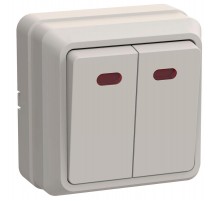 ОКТАВА кремовый Выключатель 2-клавишный с индикацией 10А ВС20-2-1-ОКм  EVO21-K33-10-DC  GENERICA