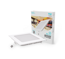 Светильник светодиодный встраиваемый ультратонкий квадратный IP20 9W 4100K  940111209  Gauss