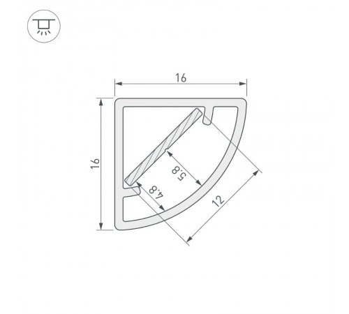 Профиль алюминиевый для светодиодной ленты WPH-KANT-H16-2000 OPAL  023166  Arlight