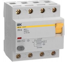 Выключатель дифференциальный (УЗО) ВД3-63 4P 25А 10мА 6кА тип АС KARAT  MDV20-4-025-010  IEK