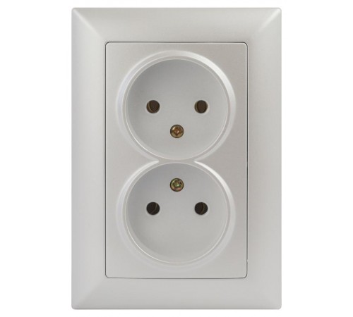 Розетка Intro Solo 4-204-06 без заземления двойная 2х2P, 16А-250В, IP20, СУ, перламутр  Б0053671  Intro
