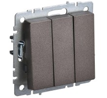 BRITE Выключатель 3-клавишный 10А ВС10-3-0-БрТБ темная бронза  BR-V30-0-10-K45  IEK