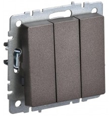 BRITE Выключатель 3-клавишный 10А ВС10-3-0-БрТБ темная бронза  BR-V30-0-10-K45  IEK