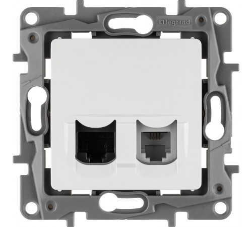 Etika Белый Розетка телефонная + компьютерная (RJ11+RJ45) 5 кат. UTP  672252  Legrand