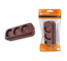 Колодка розеточная 3 гнезда 2П б/з 10А 250В "Эко" (бук)   SQ1806-0061  TDM