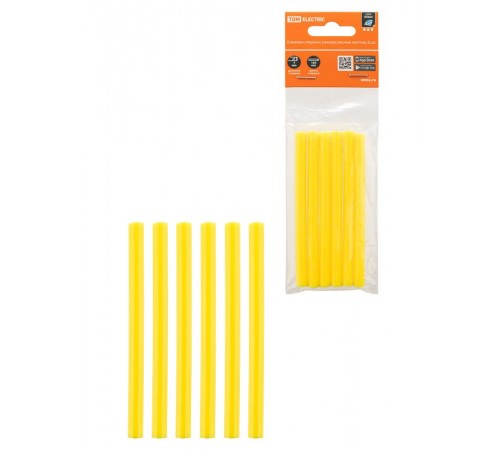 Клеевые стержни универсальные желтые, 7 мм x 100 мм, 6 шт, "Алмаз"  SQ1024-0506  TDM