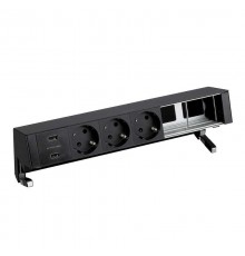 Настольный x6 розеточный блок, 3x2P+E, 2xUSB з/у, 2 пустых модуля, черный, S400  42623000-138  Simon