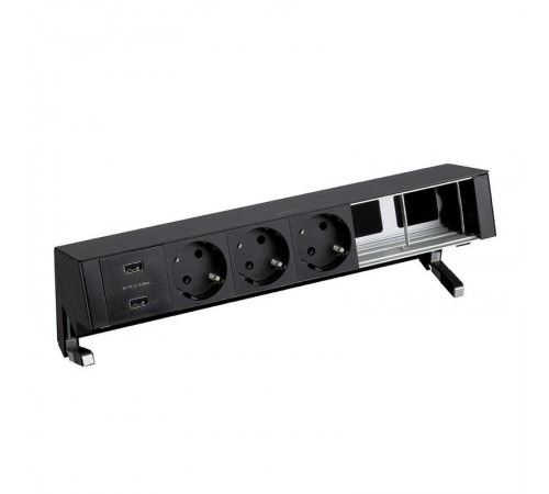 Настольный x6 розеточный блок, 3x2P+E, 2xUSB з/у, 2 пустых модуля, черный, S400  42623000-138  Simon