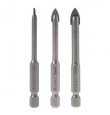 Набор сверл по керамической плитке, 5-6-8мм, шестигранный хвостовик  KR-91-0655  Kranz