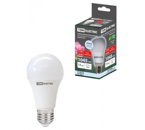 Лампа светодиодная низковольтная МО A60 11 Вт, 12-24 В, 4000 К  SQ0340-0341  TDM