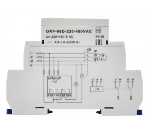 Реле фаз ORF-06D 3ф. 2 конт. 220-460В AC  ORF-06D-220-460VAC  ONI
