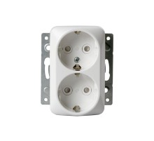 Розетка DoubleSCHUKO с заземлением, 16А / 250В, зажимные клеммы, серия Jussi, белый  302EUC   2TKA000939G1  ABB