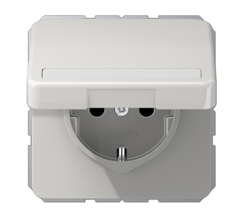 Штепсельная розетка SCHUKO 16A 250V~ с полем для надписи и защитой от влажности; светло-серая  CD1520BFNAKLLG  Jung