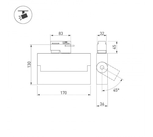 Светильник LGD-LOFT-TRACK-4TR-S170-10W Warm3000 (WH, 24 deg)  026227  Arlight