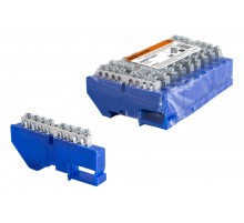 Шина "N" нулевая с изолятором на DIN-рейку 6x9мм стойка бол. 8 групп никелированная  SQ0801-0327  TDM