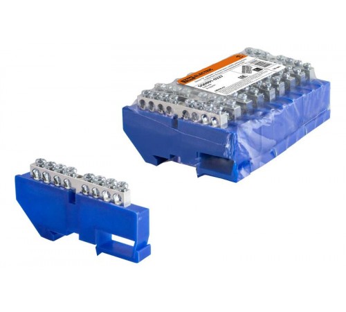 Шина "N" нулевая с изолятором на DIN-рейку 6x9мм стойка бол. 8 групп никелированная  SQ0801-0327  TDM