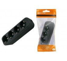 Колодка розеточная 4 гнезда 2П+3 16А 250В черная  SQ1806-0114  TDM