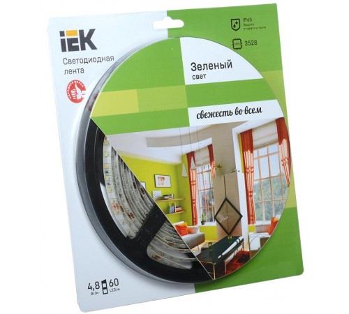 Лента светодиодная LSR-3528G60-eco 4,8Вт 12В зеленый IP65 5м  LSR1-5-060-65-1-05  IEK