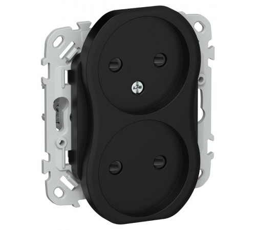 FLITE Розетка 2-ая без заземления со шторками 10А РСш02-0-ФлЧ черный  FI-R23-10-K02  IEK