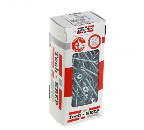 Саморезы универсальные 50х5,0 мм (150 шт) оцинкованные - коробка с окном ( 0,632 кг)  102200  Tech-KREP