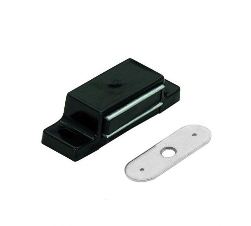 Защелка магнитная 2 кг одинарная с ответной планкой, черный - пакет   112596  Tech-KREP