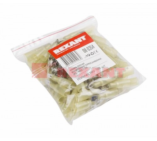 Клемма плоская изолированная термоусаживаемая штекер 6.35 мм 4-6 мм (РПи-п-т 6.0-(6.3)) желтый  08-0354  REXANT