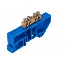 Шина "N" нулевая 8х12мм 4/1 (4 группы/крепеж по центру) с изолятором на DIN-рейку (20 шт/уп)  PR08.28961  Промрукав