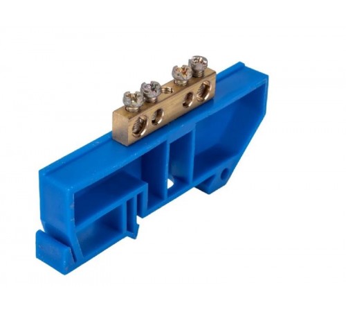 Шина "N" нулевая 8х12мм 4/1 (4 группы/крепеж по центру) с изолятором на DIN-рейку (20 шт/уп)  PR08.28961  Промрукав