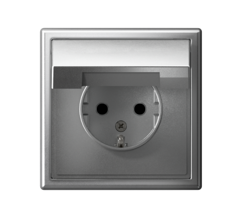 ArtGallery Алюминий Розетка с заземлением, со шторками, с крышкой, 16А, IP20, механизм  GAL000346  SE
