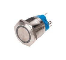 Кнопка антивандальная 22 12В Б/Фикс (6с) (ON)-OFF/(OFF)-ON подсв/красная  36-3510  REXANT